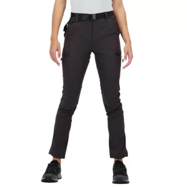 Pantalón de Trekking y Montaña Mujer Stretch Resistente Boriken Gris Oscuro