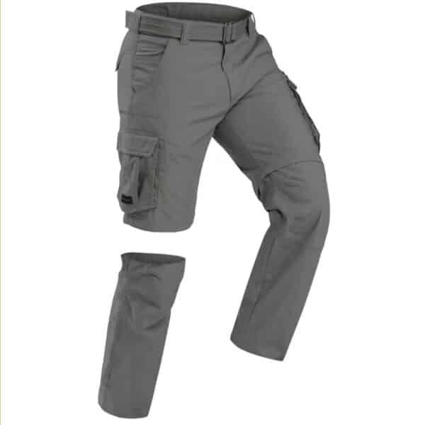 Pantalón cargo desmontable montaña y trekking hombre Forclaz NH500 verde ceniza